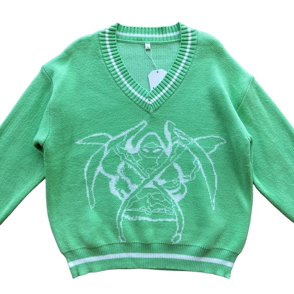 yesstyle sosana graphic print v-neck sweater ♡ nwt - Picture 4 of 5